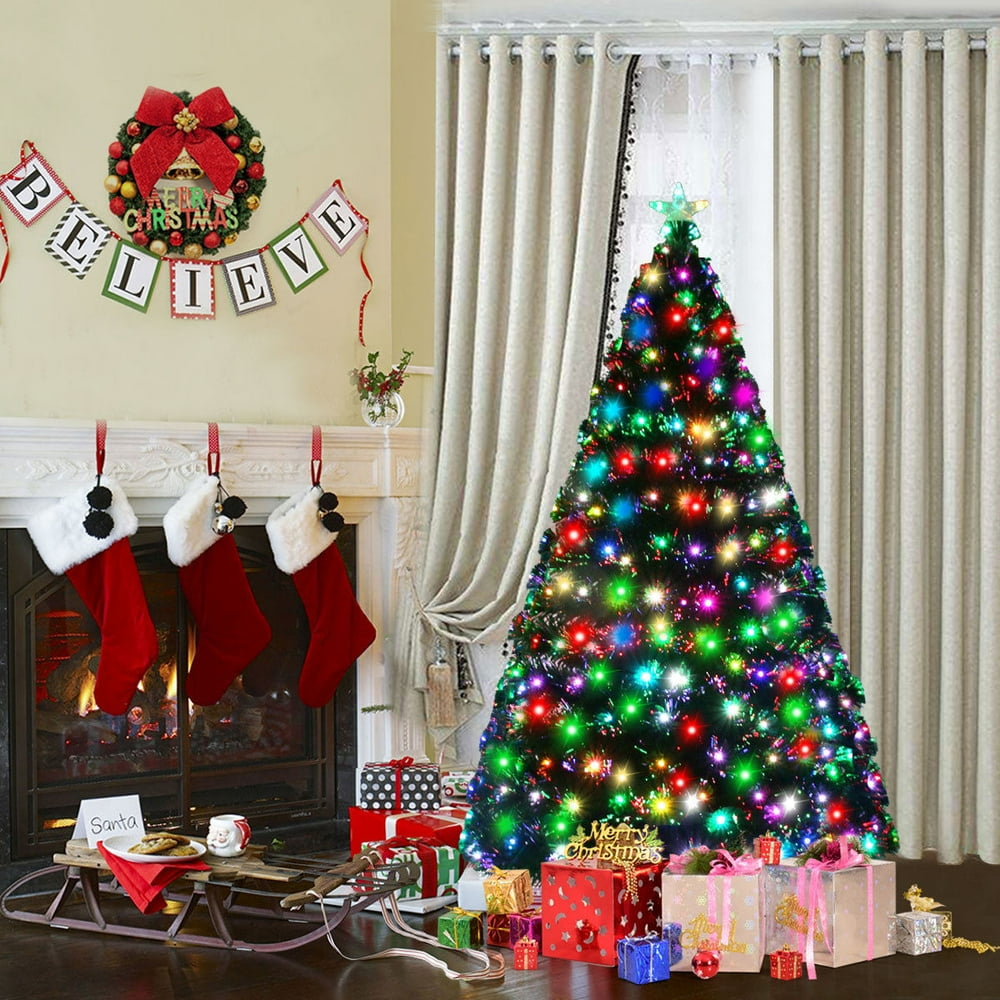 Goplus 5Ft Fiber Optic Artificial Christmas Tree w/175 Multicolor LED