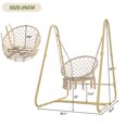 thumbnail image 5 of EUROCO 45.7"L Hammock Chair with Stand Indoor Outdoor, Hanging Chair, Handmade Swing Chair with Macrame, Heavy Duty Steel Hanging Base for bedroom Balcony Patio, Capacity 500LBS, 5 of 7