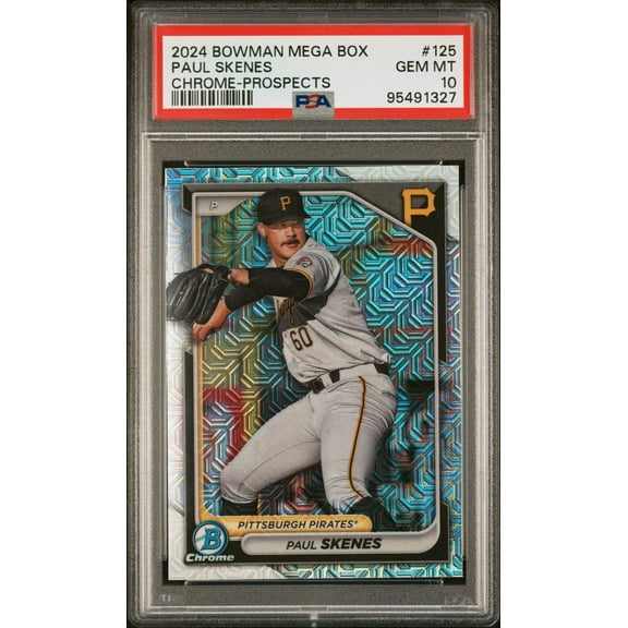 Graded 2024 Topps Bowman Mega Box Paul Skenes #125 Chrome Prospects Rookie RC Baseball Card PSA 10 Gem Mint