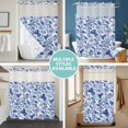 thumbnail image 5 of No Hook Shower Curtain with Snap in Liner, Watercolor Paisley Bandanna Waterproof Bath Curtain Double Layers with See Through Top Window, Abstract Blue Flowers Hotel Shower Curtains 36x72in, 5 of 9