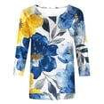 thumbnail image 4 of KIHOUT Nouvelles Arrivées Tunique à Manches 3/4 pour Femmes, Coupe Ample, Imprimé Floral, Col Rond, T-Shirt, 4 of 5