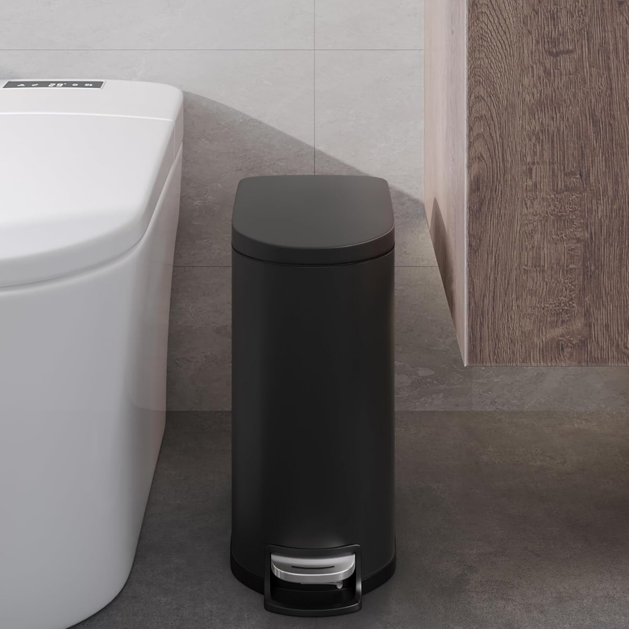 Garvee Step-on Trash Bin Set 2 Pack, 13.2 Gallon & 2.6 Gallon, Black