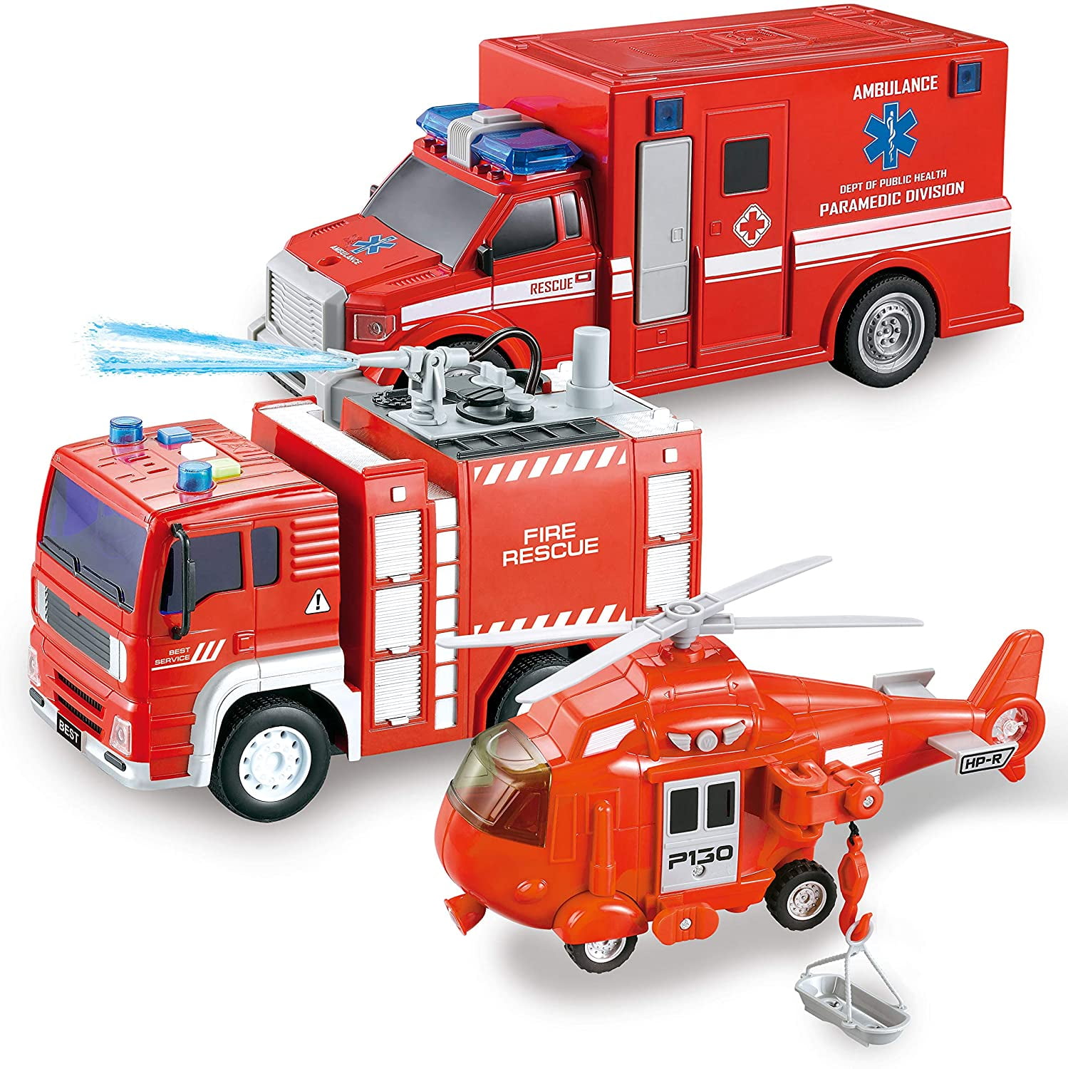Teamsterz Large Light & Sound Fire HelicopterKids Emergency Fire Toy Vehicle 