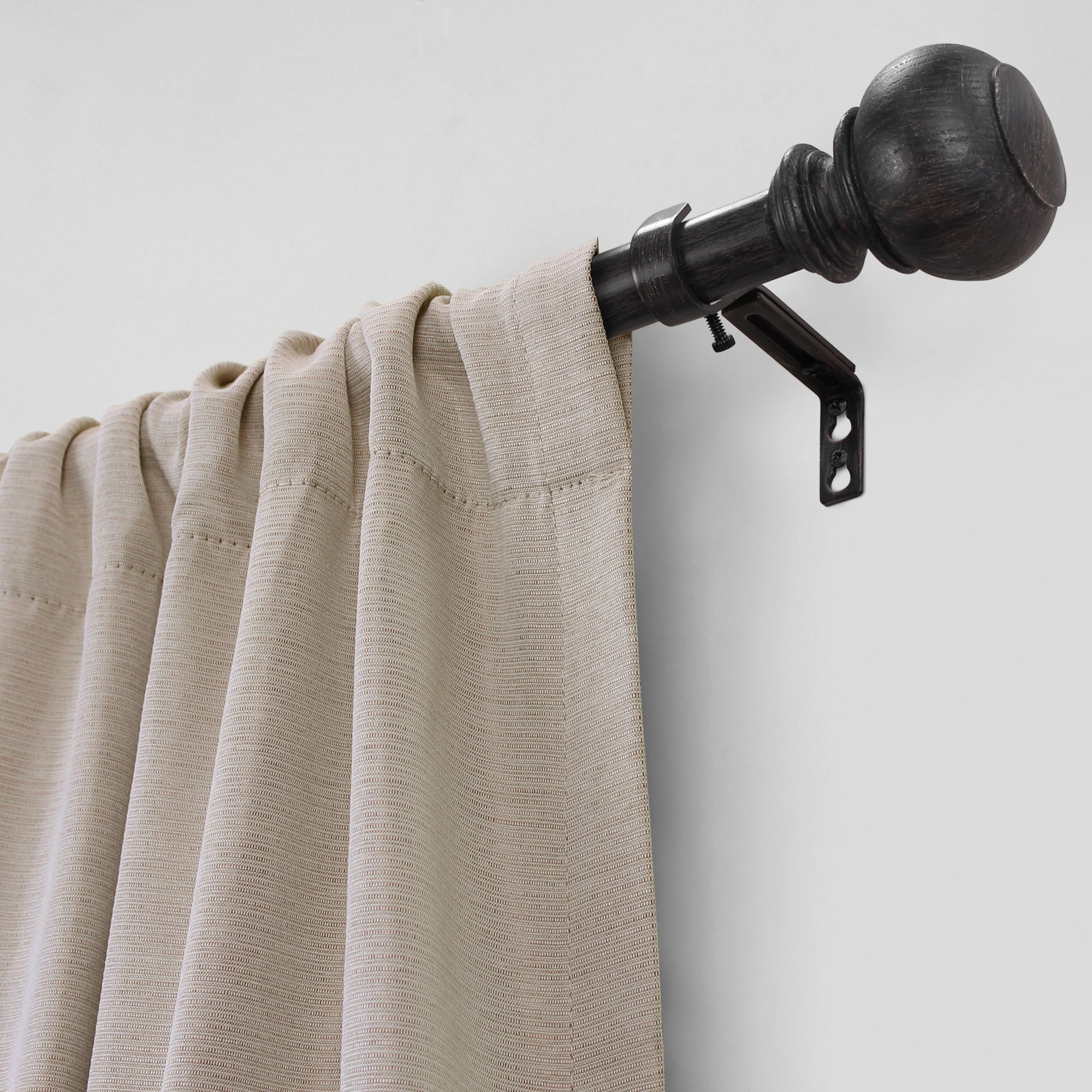 Better Homes & Gardens 1" Faux Tobacco Oak Knob Curtain Rod, 42-120"