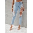 thumbnail image 3 of Women Skinny Jeans High Waist Roll Hem Ripped Jeans, 3 of 7