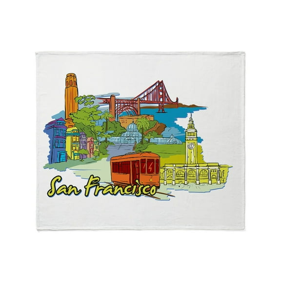 CafePress - San Francisco Travel Poster Throw Blanket - Soft Fleece Throw Blanket, 50"x60" for All Ages