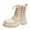 White, variant on Women's Platform Snow Combat Boots with Plush Lined Fashion Casual Leather Chunky Heeled Winter Ankle Booties Black Size 6.5