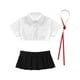 thumbnail image 3 of Disfraz sexy de colegiala, uniforme de estudiante, conjunto de lencería de colegiala traviesa para mujer, camisetas eróticas, tops cortos, faldas plisadas, 3 of 5