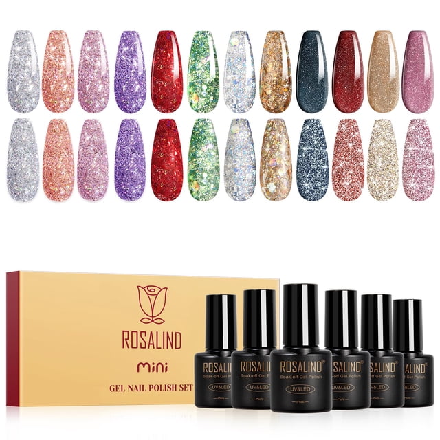 Set de Esmaltes en Gel con Brillo ROSALIND 12 Colores 5ml
