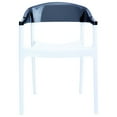 thumbnail image 3 of Luxury Commercial Living 32" White and Black Transparent Stackable Outdoor Patio Dining Arm Chair, 3 of 7