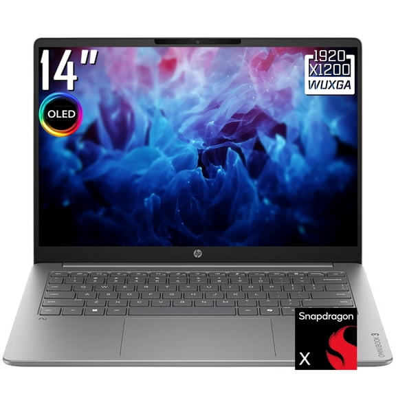 HP OmniBook 3 AI Laptop, 14" 2K 1920 x 1200 OLED Display, Snapdragon X X1-26-100, FHD IR Webcam, Wi-Fi 6E, Backlit Keyboard, Windows 11 Home (16GB DDR5 RAM - 256GB SSD)