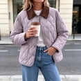 thumbnail image 5 of Xdegoge Quilted Barn Jacket for Women Lightweight Corduroy Collar Button Front Puffer Jacket Fall Winter Casual Outerwear with Pockets Purple L, 5 of 9
