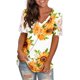 thumbnail image 1 of Gibobby Blusas De Manga Larga Para Mujer Las mujeres ahuecan hacia fuera la de impresión de manga corta con cuello en V camiseta blusa Tops（Amarillo， M), 1 of 5