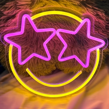 Towond Neon Sign, Dimmable Smile Face Neon Signs for Wall Decor 12.21"x11.42" Neon Lights USB Power for Bedroom Birthday Wedding Art Wall Decoration