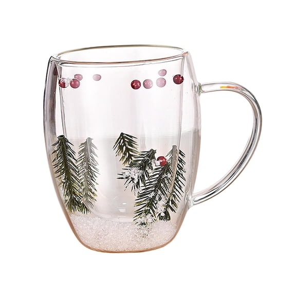 Fzaqwen Christmas Glass Coffee Mug 350ml Tableware Lightweight Morning Cup Espresso Cups