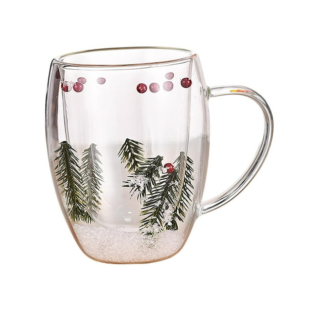 Taza de café de cristal navideña, taza de agua de 350ml, bebidas calientes o frías, tazas de café expreso decorativas, Taza de leche y café para regal