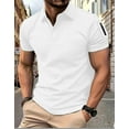 thumbnail image 3 of New summer fashion casual sports men's top trend solid color lapel men's POLO shirt button zipper pocket polo shirt, 3 of 5