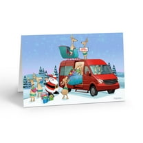 Santa is Delivering Gifts in a Camper Van Holiday Card - 18 Cards with 19 Envelopes - Christmas - 20211
