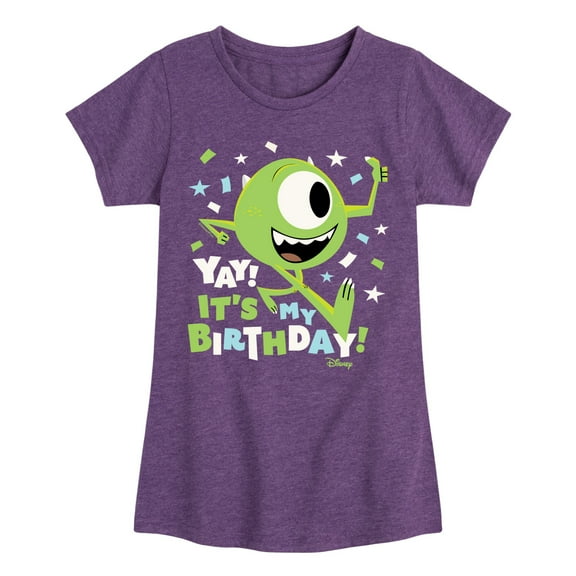 Disney Monsters Inc - Mike Yay It's My Birthday - Toddler & Youth Girls Short Sleeve Graphic T-Shirt