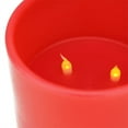 thumbnail image 3 of Northlight 6" Prelit LED Battery Operated Flameless 3-Wick Flickering Pillar Candle - Red, 3 of 3