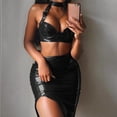 thumbnail image 6 of Side Slit Metallic Faux Leather Knee Length Long Skirt Stretchy Half Length Bodycon Shimmering Pencil Skirts for Women, 6 of 8