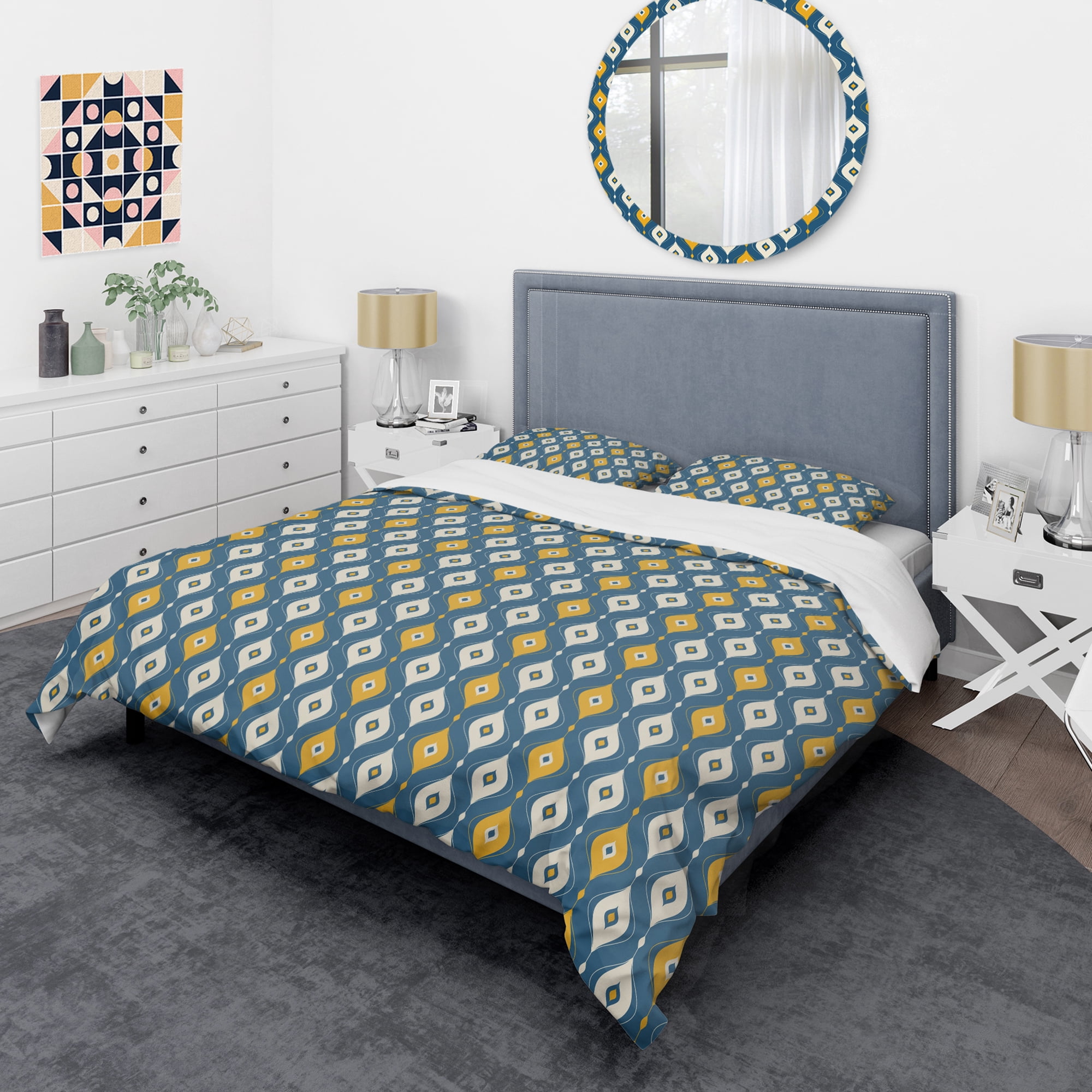 Designart 'Retro Abstract Pattern II' Mid-Century Modern Duvet Cover Set