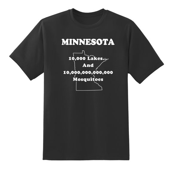 10,000 Lakes. and 10,000,000,000,000 Mosquitoes - Minnesota State Motto Funny Tees Mens Graphic T Shirts Black,3XL