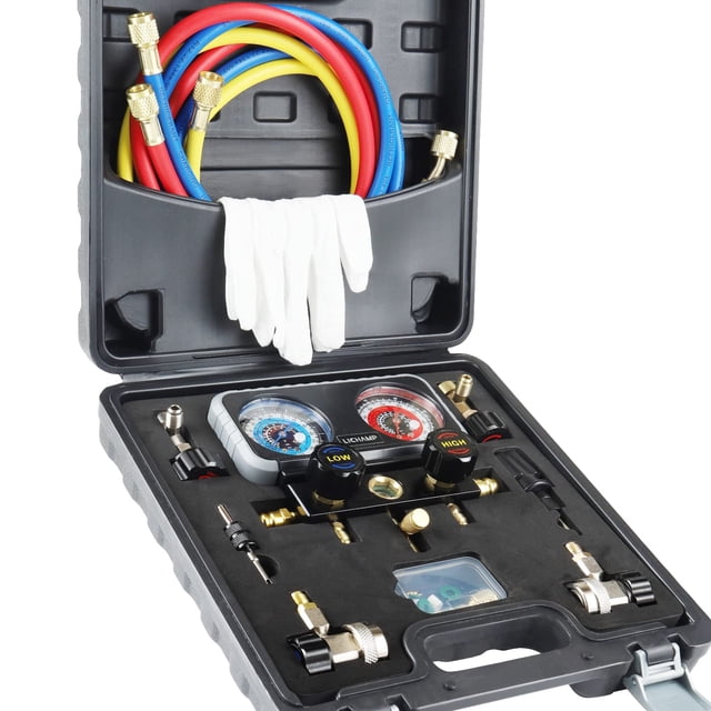 Lichamp Jauges AC, Ensemble de Jauges de Collecteur A/C pour R134a R22 R12 R502, Professionnel #A302