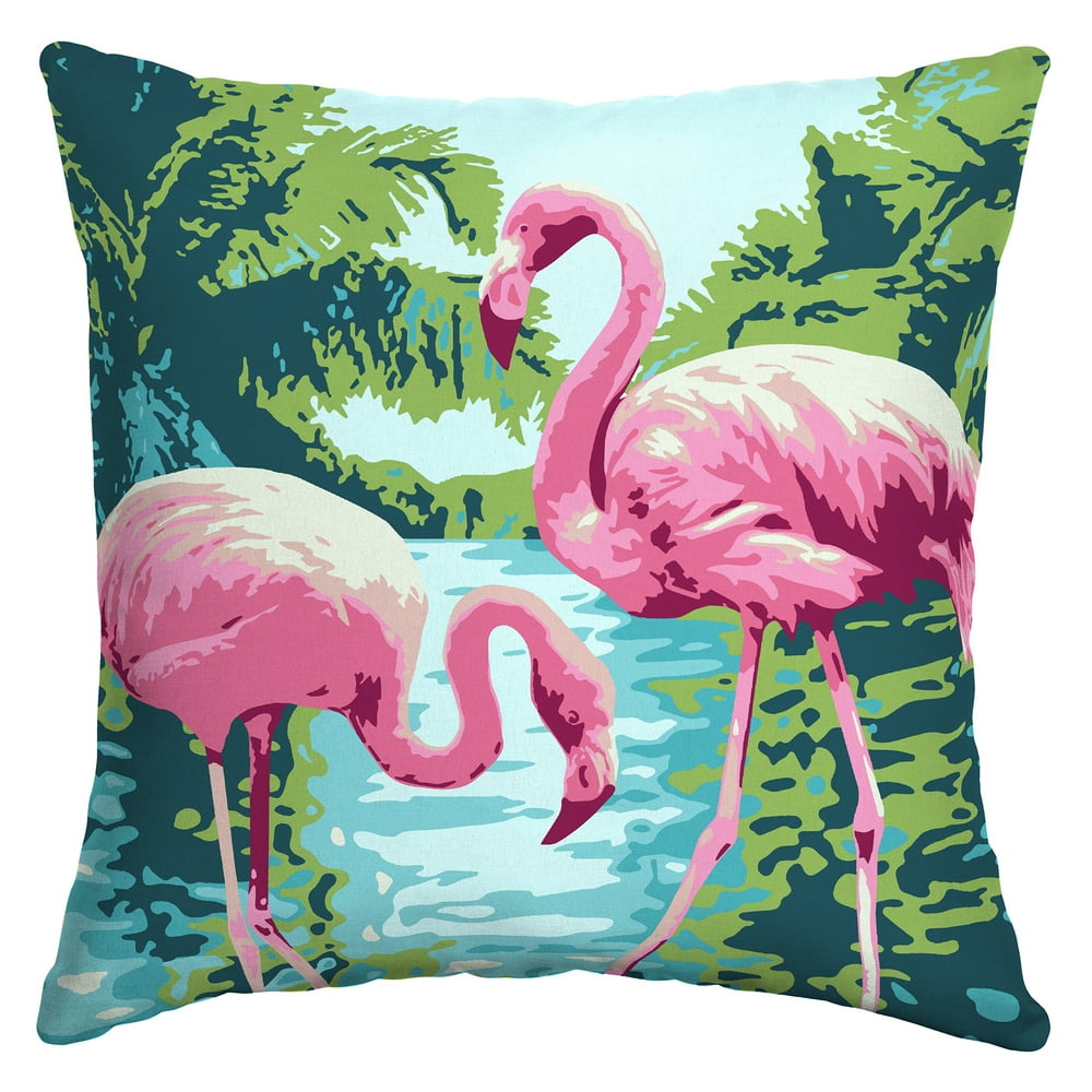 Mainstays 16" Outdoor Throw Pillow, Flamingo