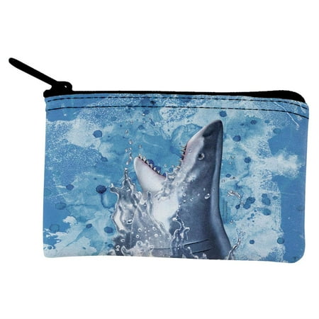 Hungry Great White Shark Breaching Coin Purse