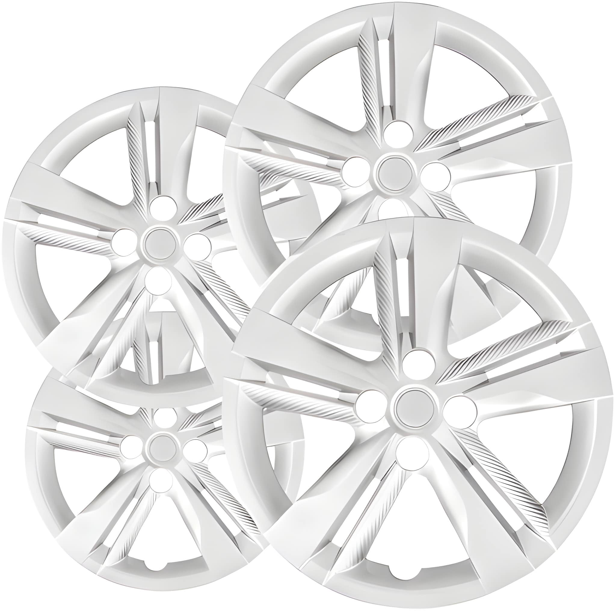 Fuel Rider Set of 4 16 inch Silver Snap-On Hubcaps with 5 Double Spoke Compatible with 2018-2024 Nissan Kicks S Standard Steel Wheel Covers