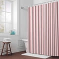 thumbnail image 5 of Red Stripes Fabric Shower Curtain Red Beige Vertical Striped Washable Shower Curtains for Bathroom, Waterproof Bath Curtain with Hooks Home Decor 72x72in, 5 of 8