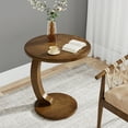 thumbnail image 2 of Tribesigns C-Shaped End Table, Mid-Century Wooden Round Side Table for Living Room Bedroom, Dark Brown, 2 of 5