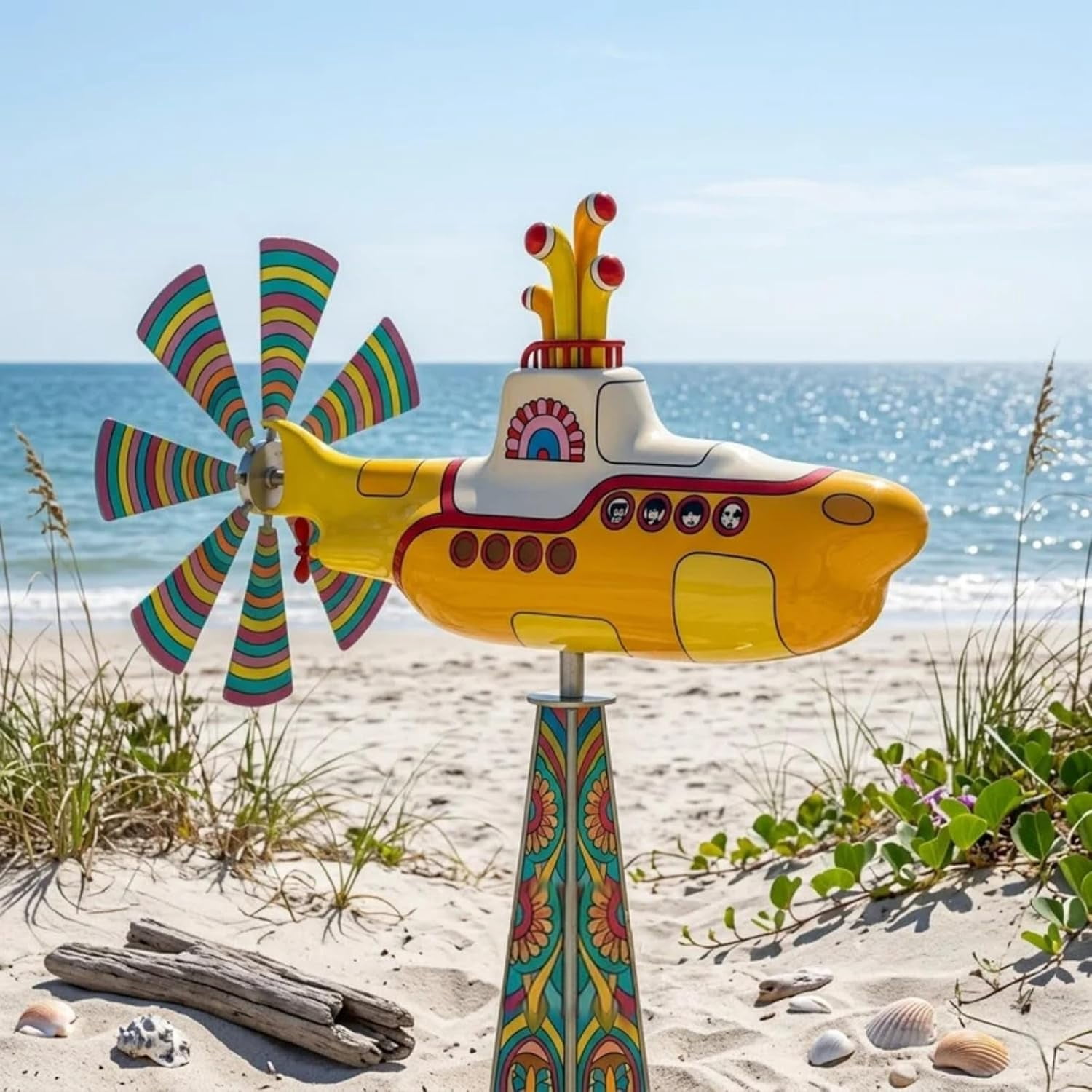 Yellow Submarine Wind Spinner, Deep Sea Rotating Kinetic Garden