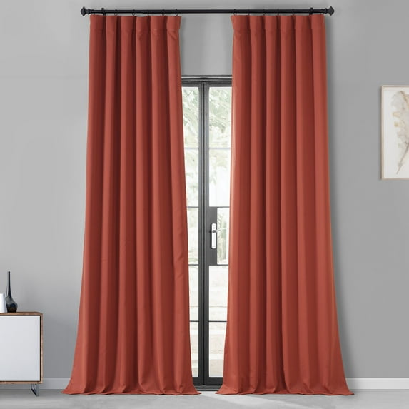Sunset Orange Performance Woven Blackout Curtain Pair (2 Panels), Sunset Orange, 50W X 96L