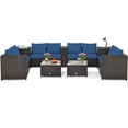 thumbnail image 1 of Patiojoy 8-Piece Outdoor Rattan Sectional Loveseat Couch Conversation Sofa Set with Storage Box &Coffee Table Navy, 1 of 6