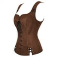 thumbnail image 2 of Women Pirate Renaissance Vest Costume Steampunk Pirate Vest Viking Costume Deep Brown Vest Size XS, 2 of 5