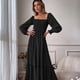 thumbnail image 4 of Vestido de mujer con escote cuadrado, manga larga, volantes, vestidos casuales largos, vestidos de fiesta de cóctel de cintura alta, 4 of 6