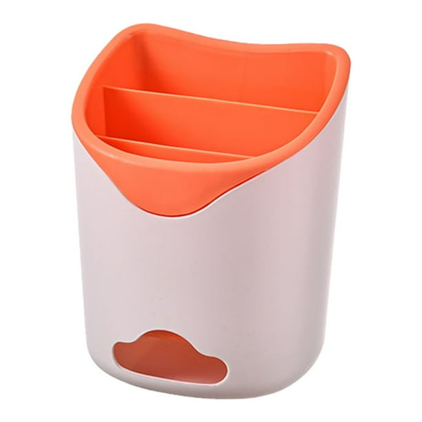 Cateissary Utensilios de cocina Almacenamiento Fácil de limpiar Durable Organizar Vajilla Palillos de doble capa Almacenamiento multifuncional Cocina y Comedor naranja 1