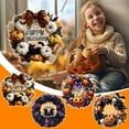 thumbnail image 6 of Btomtd Diameter 8" Pumpkin Skull Wreath Halloween Decor Acrylic Round Disk Hanging Ornament with Garland for Front Door Window, C, 6 of 6