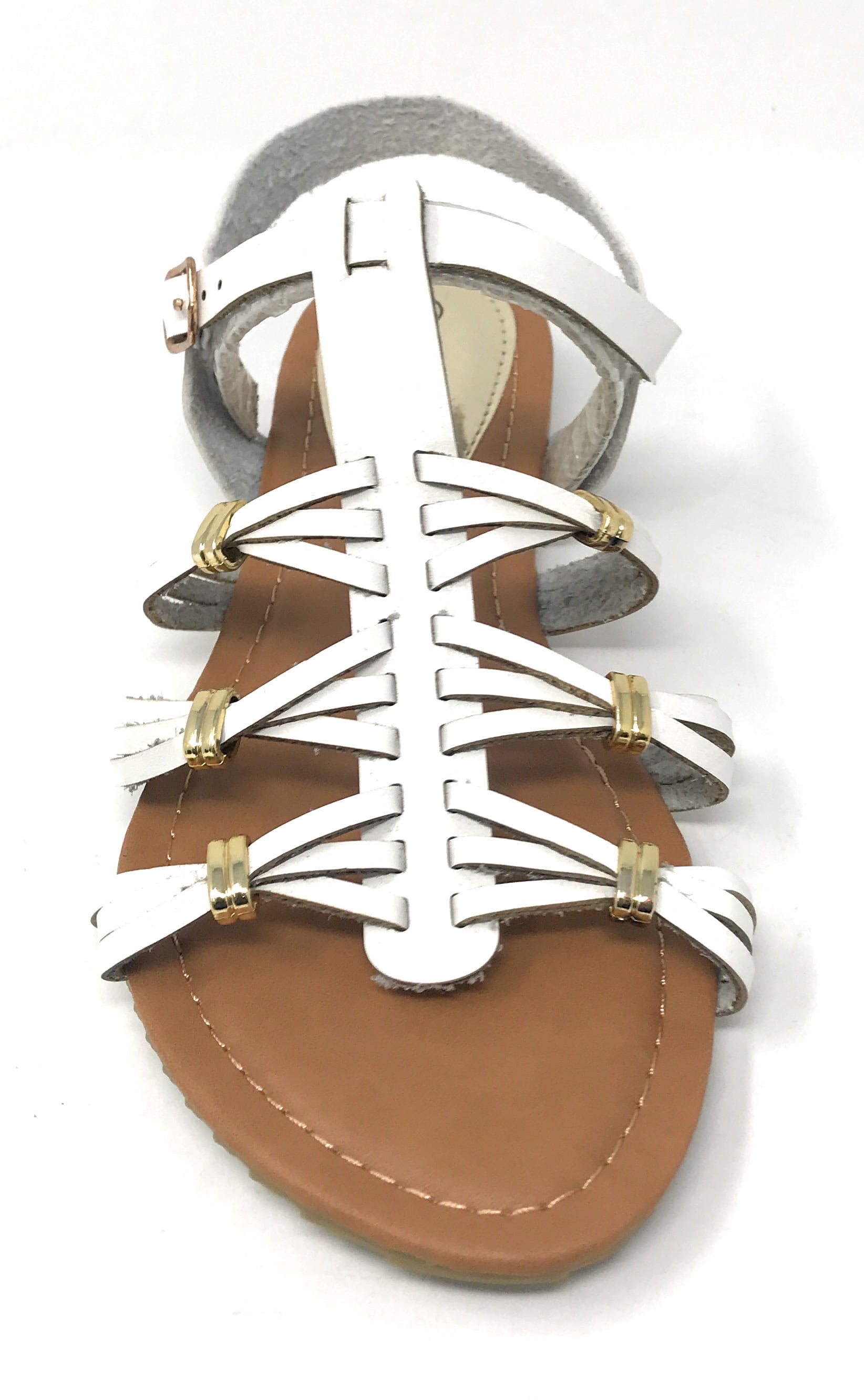 Victoria K Women's Gladiator Multi Braid With Gold Trim Sandals