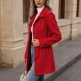 thumbnail image 6 of Edvintorg Womens Trench Coat Solid Color Long Sleeve Loose Long Jacket Turndown Collar Casual Button Down Outerwear with Pocket Woman Clothes Red S-2XL, 6 of 7