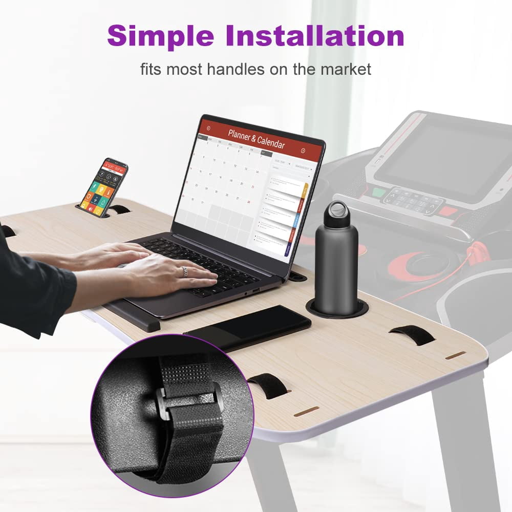 LUCKUP Treadmill Desk Attachment, Universal Walking Laptop Holder Desk 39" L x 15" W Ergonomic Platform Workstation for Treadmill with Cup Holder, Laptop/Tablet Stand, White