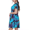 thumbnail image 2 of Balery Blue Butterflies Vestidos sueltos de manga corta para mujer, vestidos de verano 2025, vestidos casuales de corte A con vuelo., 2 of 6