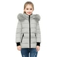 thumbnail image 4 of UQJfacai Girls Quilted Jacket Hooded Padded Winter Coat Casual Outerwear Long Sleeve Zip Up Jacket with Pockets, 4 of 4