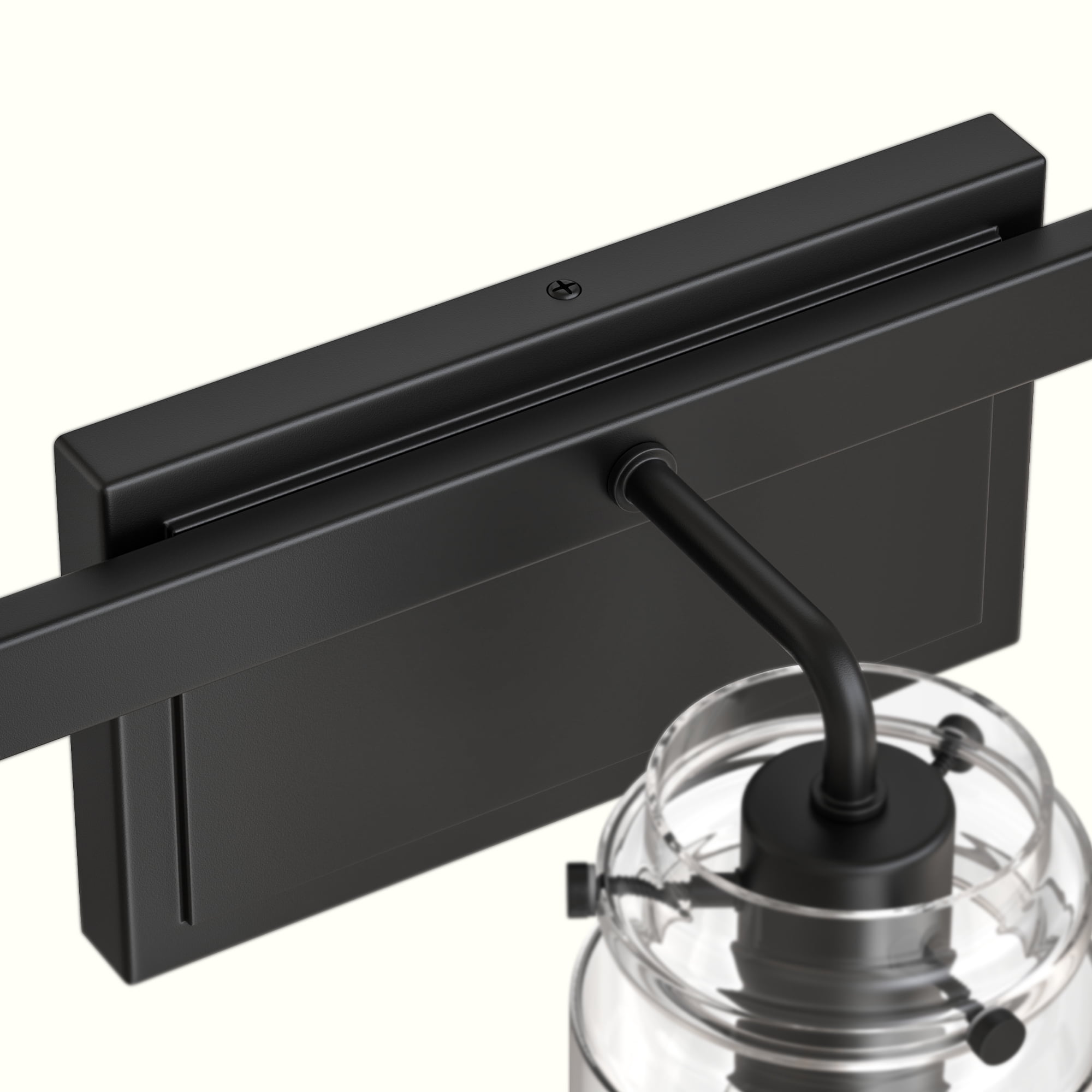 YANSUN 24 in 3-Light Black Modern Cylinder Vanity Light, Clear Glass Bathroom Wall Fixture Over Mirror, for Bathrooms, Powder Rooms, or Vanity Nooks