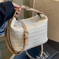 thumbnail image 1 of Fashionable Straw Cross-Body Bag Handbag Khaki Patchwork Brown, 1 of 5