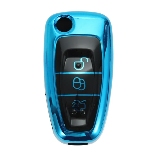 Funda de Llave de Coche de Silicona TPU Azul Destacado Única para Ford Mondeo/ para Ford Escort - Funda de Control Remoto de 3 Botones