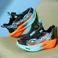 thumbnail image 4 of Kids Platform Sneakers Boys Fashion Color Block Cushioning Thick Sole Running Shoes Comfy Arch Support Lightweight Trainers Basketball Shoes Orange 4.5 Big Kid, 4 of 7