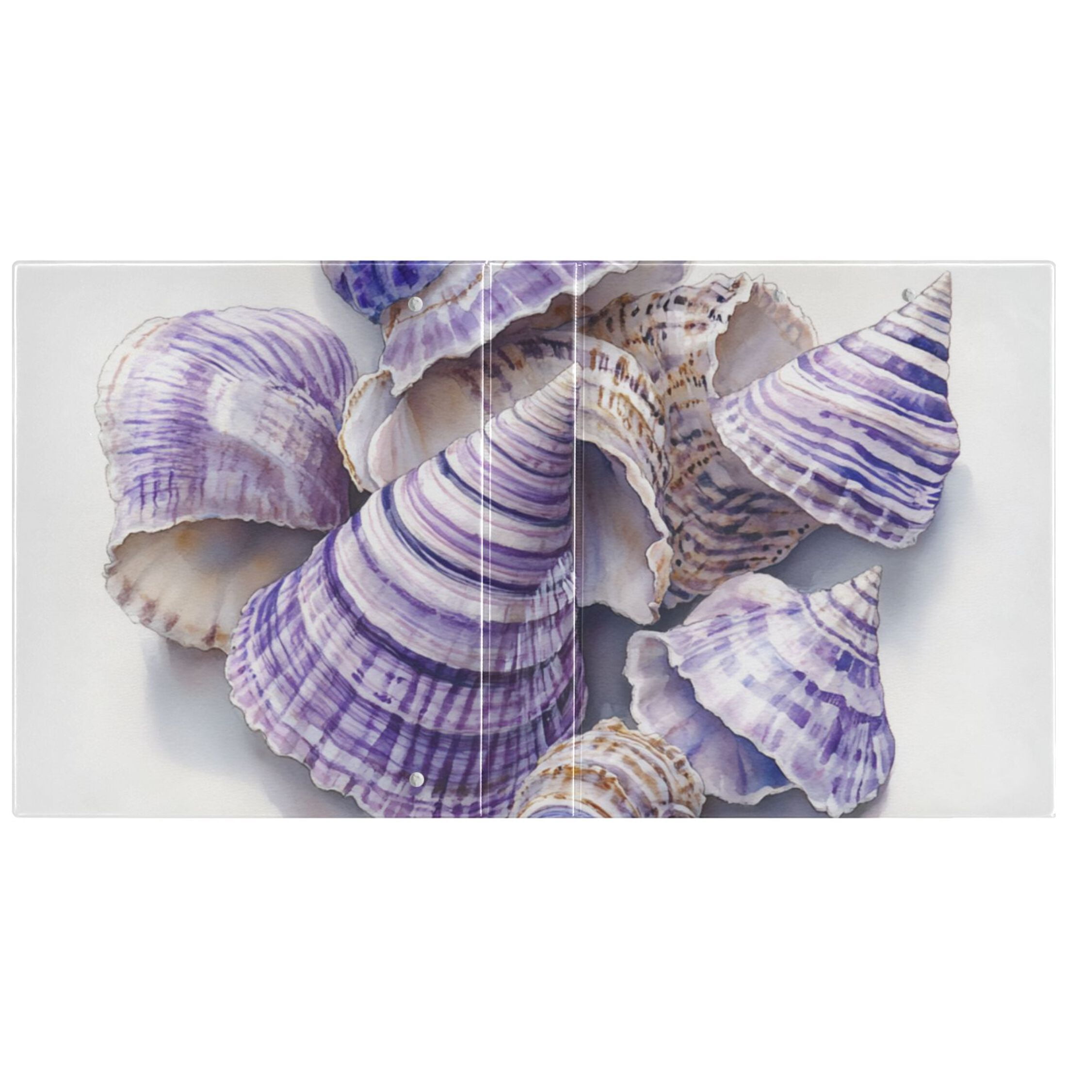 Stripe Shells Purple 3 Ring Binders 1.5 inch Hardcover File Folders with Interior Pockets A4 Size Organizer for School Office Hospital